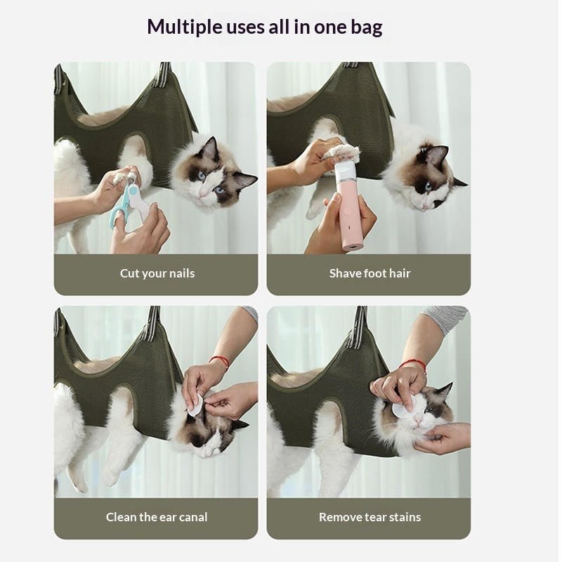 KFX-8022205 Cat Bathing Bag Multi-functional Tool for Kittens - Available in Blue, Black, and Green