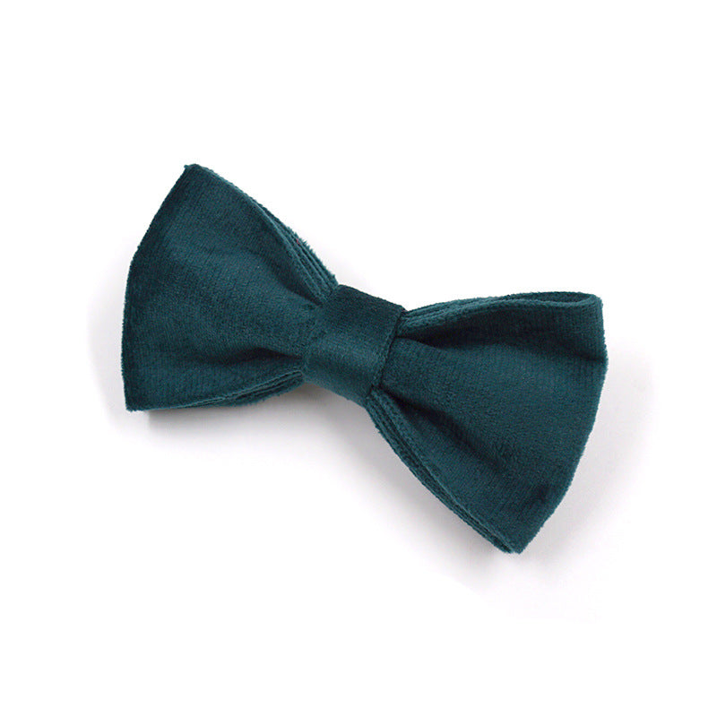 KFX-8023229 Sapphire Green Velvet Pet Collar and Leash Set with Gold Buckle and Bowknot