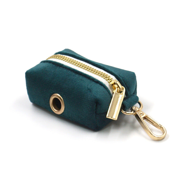 KFX-8023229 Sapphire Green Velvet Pet Collar and Leash Set with Gold Buckle and Bowknot