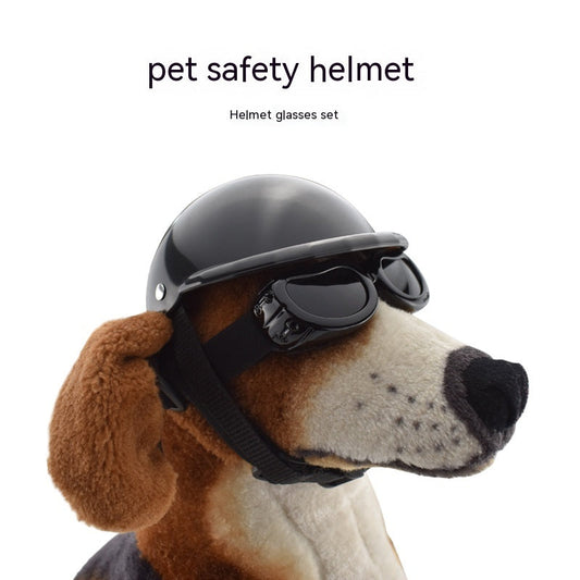 KFX-8024253 Pet Helmet with Glasses for Dogs and Cats - Casual Monochrome Style, Available in S, M, L
