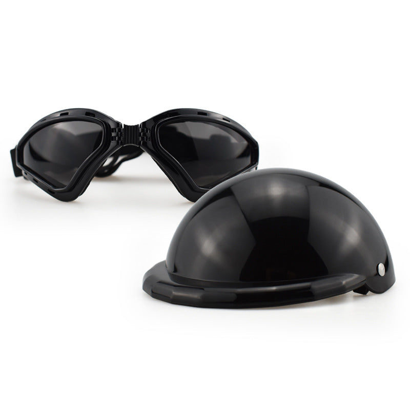 KFX-8024253 Pet Helmet with Glasses for Dogs and Cats - Casual Monochrome Style, Available in S, M, L