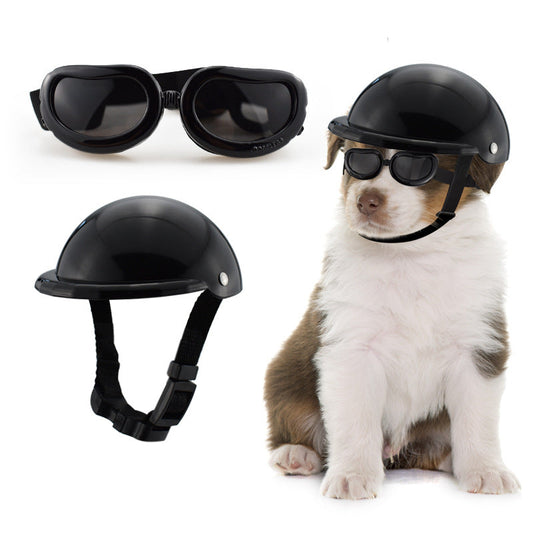 KFX-8024253 Pet Helmet with Glasses for Dogs and Cats - Casual Monochrome Style, Available in S, M, L