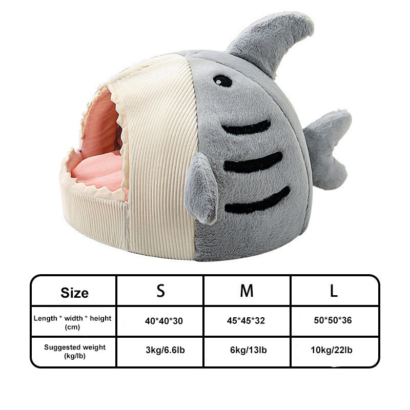 KFX-8024893 Cozy Soft Cat Hideout House with Shark Design