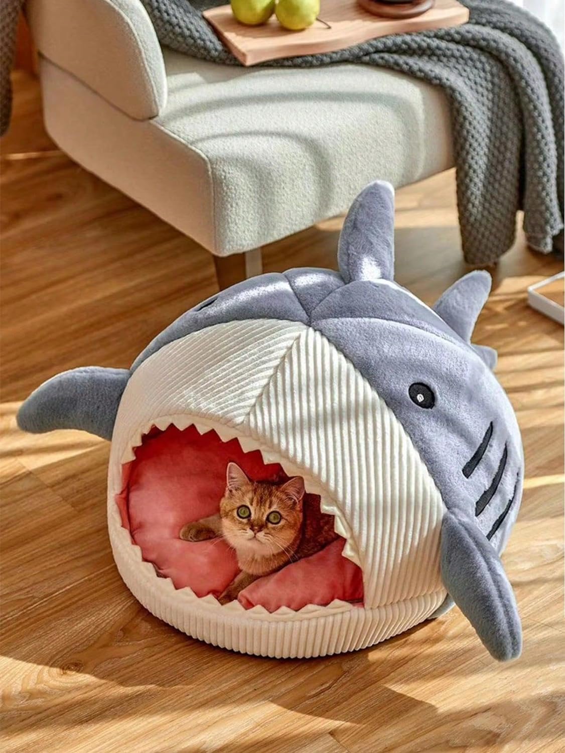 KFX-8024893 Cozy Soft Cat Hideout House with Shark Design