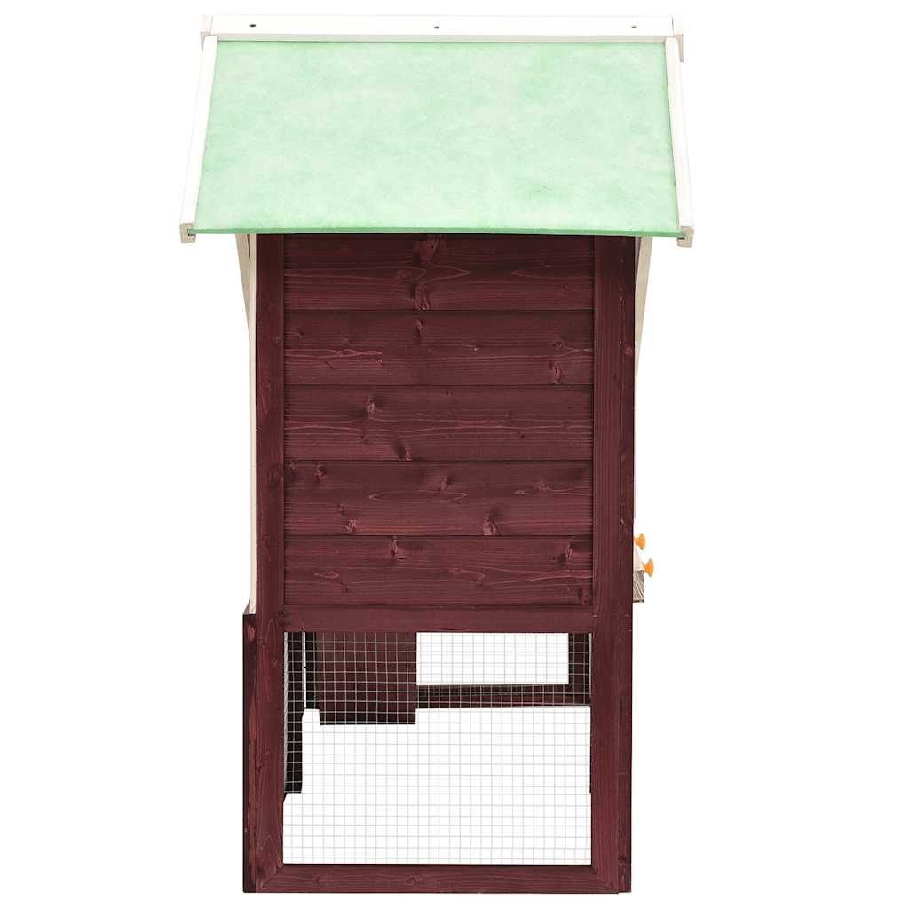 KFX-8025021 Mocha Two-Level Solid Fir Wood Rabbit Hutch with Easy Access Ramp and Pull-Out Cleaning Shelf