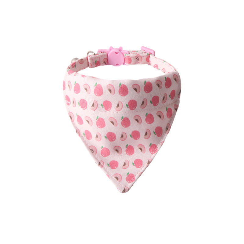 KFX-8025661 Colorful Fruit Series Pet Collar with Bow and Triangular Binder - Watermelon, Lemon, Grape, Peach, Avocado