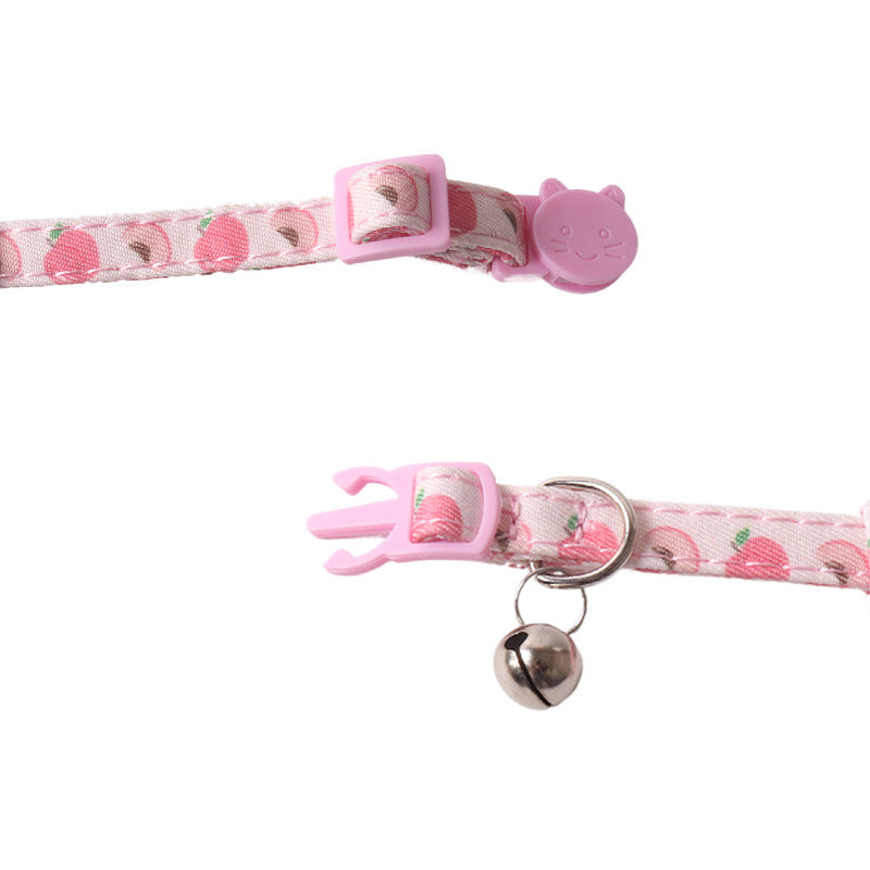 KFX-8025661 Colorful Fruit Series Pet Collar with Bow and Triangular Binder - Watermelon, Lemon, Grape, Peach, Avocado