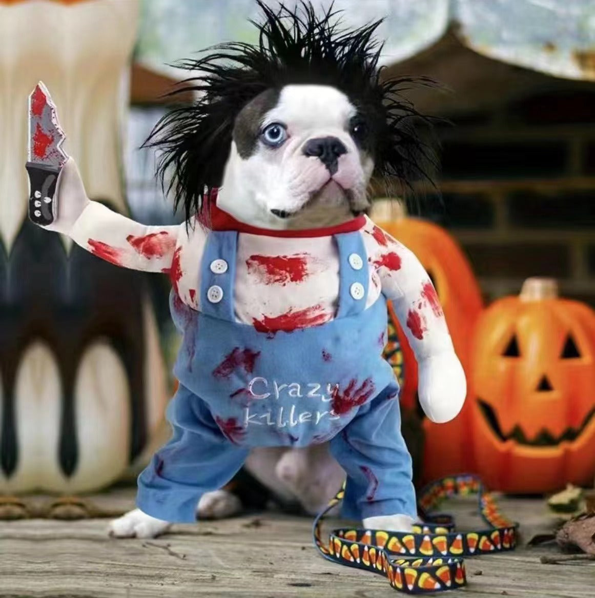 KFX-8025789 Bloody Doll Style Pet Costume for Dogs and Cats - Hip Hop Halloween Outfit