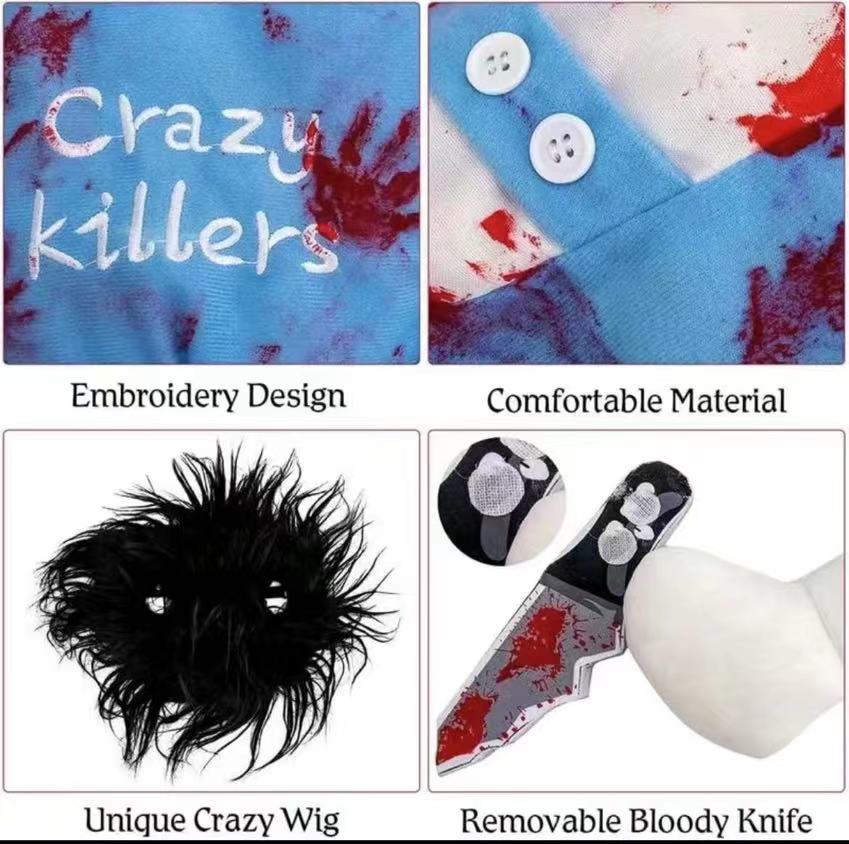 KFX-8025789 Bloody Doll Style Pet Costume for Dogs and Cats - Hip Hop Halloween Outfit
