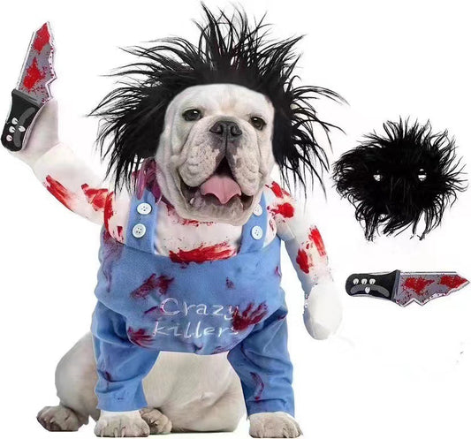 KFX-8025789 Bloody Doll Style Pet Costume for Dogs and Cats - Hip Hop Halloween Outfit
