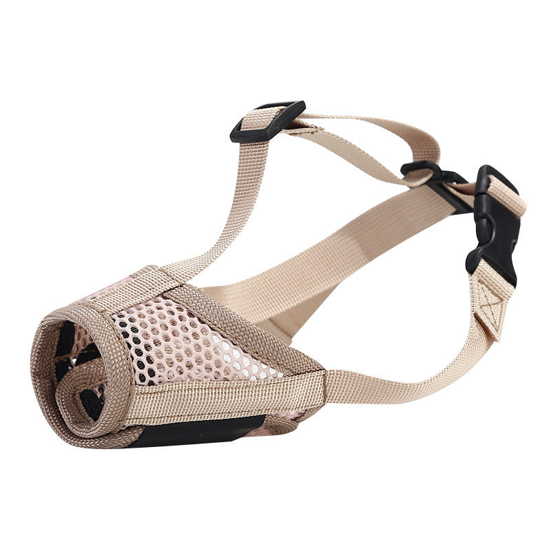 KFX-8026685 Breathable Mesh Muzzle for Dogs – Anti-Bite and Drinking Attachment in Khaki and Black