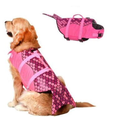 KFX-8027581 Adjustable Mermaid Shark Dog Swimming Life Vest - Life Jacket for Small to Large Pets