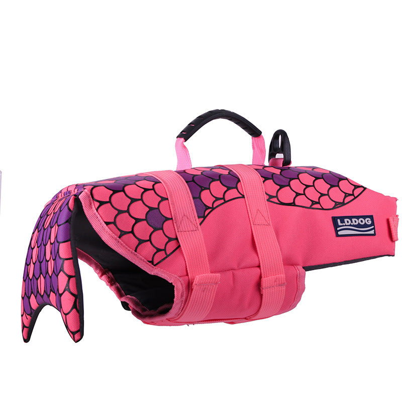 KFX-8027581 Adjustable Mermaid Shark Dog Swimming Life Vest - Life Jacket for Small to Large Pets