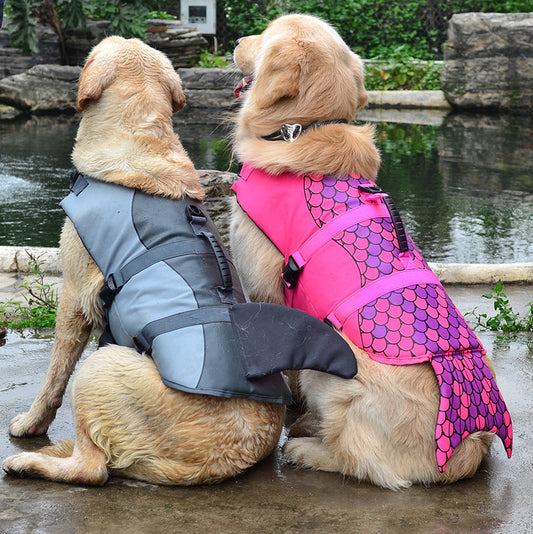 KFX-8027581 Adjustable Mermaid Shark Dog Swimming Life Vest - Life Jacket for Small to Large Pets