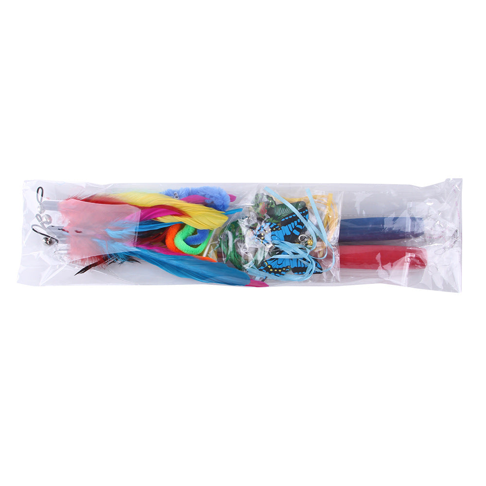 KFX-8028221 Butterfly Style 11-Piece Fishing Rod Cat Teaser Toy Set for Pets