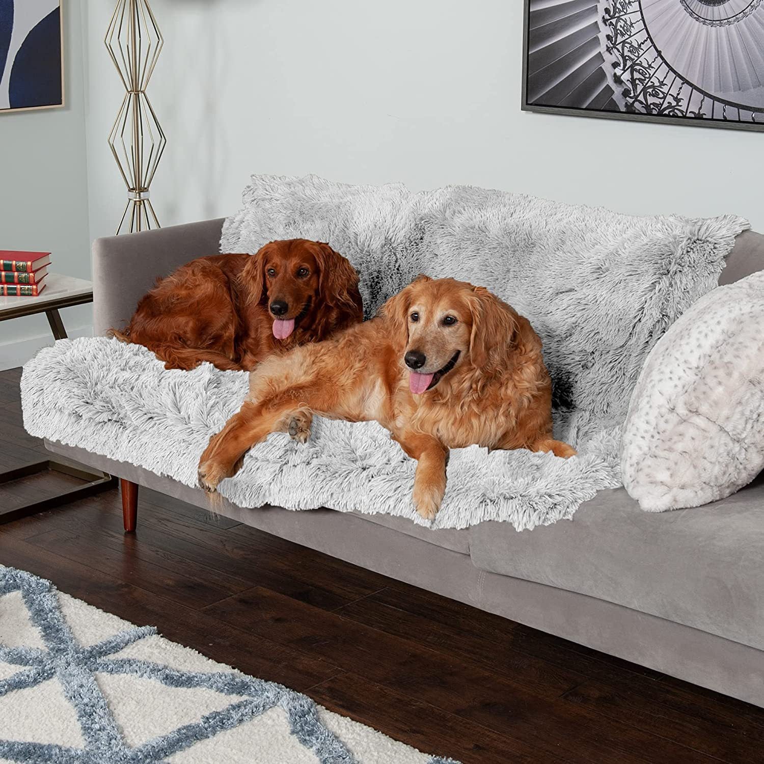 KFX-8030013 Plush Waterproof Double Layer Dog Cushion - Dark Gray, Light Gray, Rubber Color Options Available