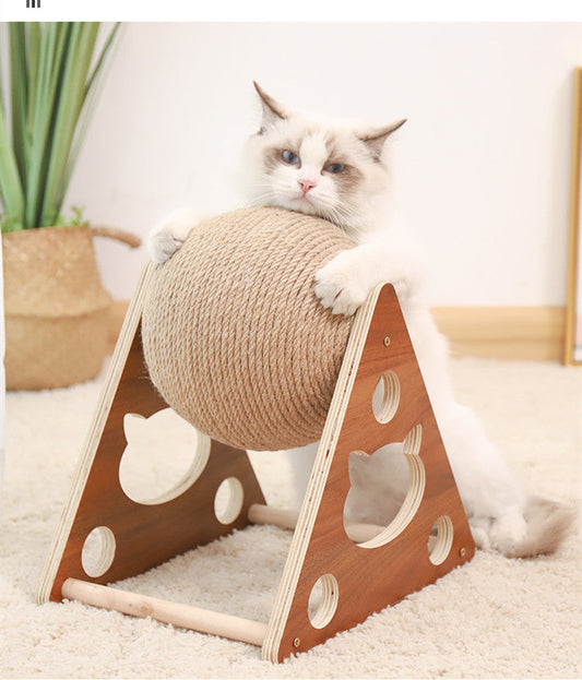 KFX-8032445 Durable Solid Wood Cat Climbing Frame and Scratching Board for Cats