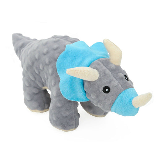 KFX-8033981 Plush Teething Toy for Large Dogs - Bite Resistant Vocal Crocodile & Triceratops, 37*17cm