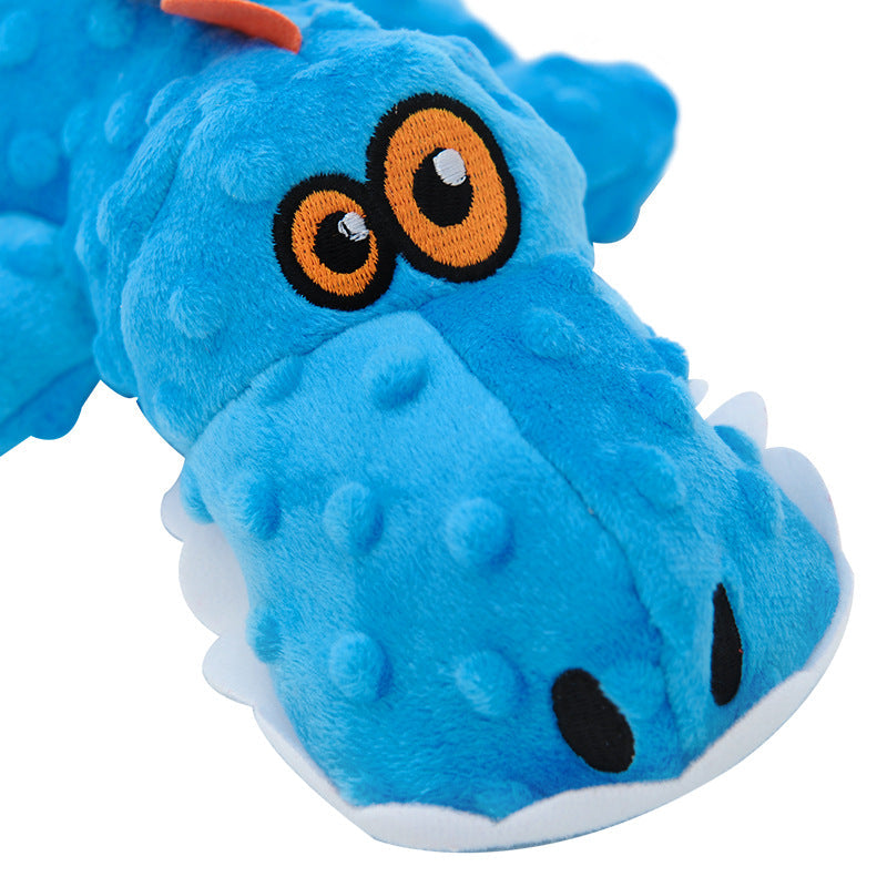 KFX-8033981 Plush Teething Toy for Large Dogs - Bite Resistant Vocal Crocodile & Triceratops, 37*17cm