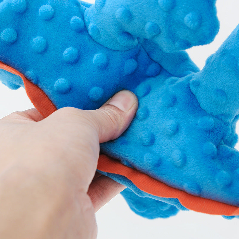 KFX-8033981 Plush Teething Toy for Large Dogs - Bite Resistant Vocal Crocodile & Triceratops, 37*17cm