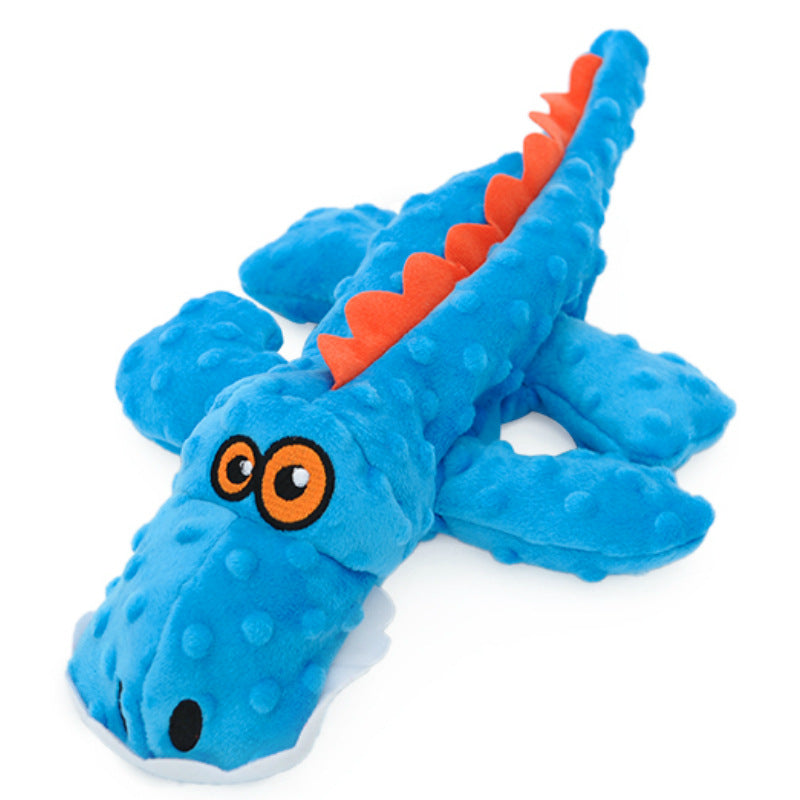 KFX-8033981 Plush Teething Toy for Large Dogs - Bite Resistant Vocal Crocodile & Triceratops, 37*17cm