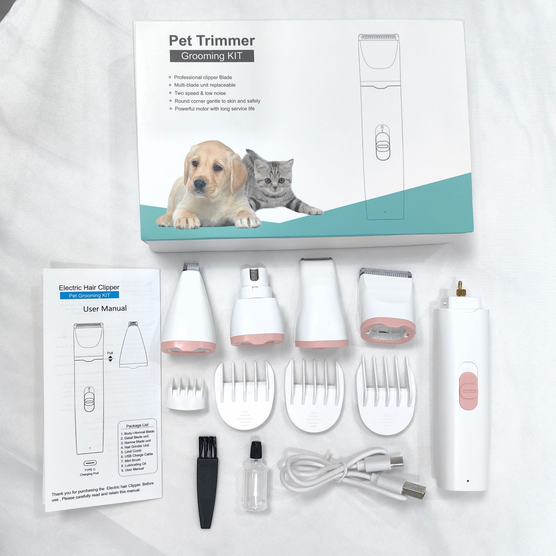 KFX-8034749 Electric Pet Shaver Clipper Set - 4-in-1, 3-in-1, and 2-in-1 Options for Grooming and Nail Care