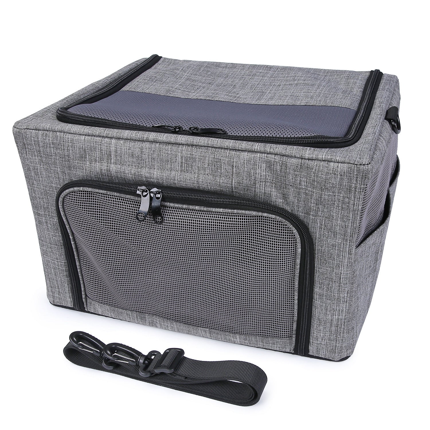 KFX-8035389 Breathable Foldable Portable One-Shoulder Pet Carry Bag in Gray
