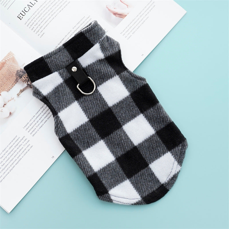 KFX-8035517 Cozy Polar Fleece Plaid Vest for Dogs and Cats