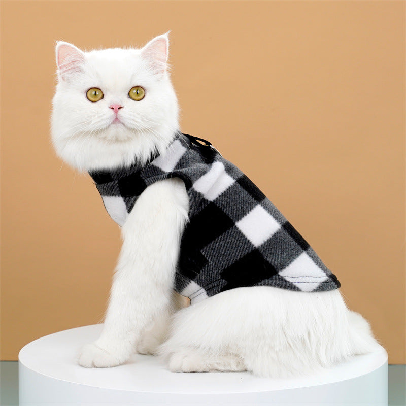 KFX-8035517 Cozy Polar Fleece Plaid Vest for Dogs and Cats