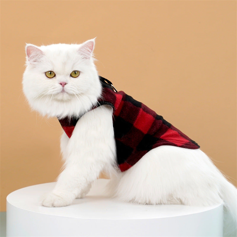 KFX-8035517 Cozy Polar Fleece Plaid Vest for Dogs and Cats