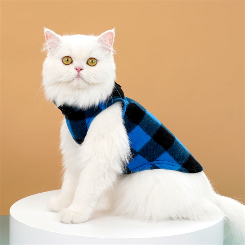 KFX-8035517 Cozy Polar Fleece Plaid Vest for Dogs and Cats