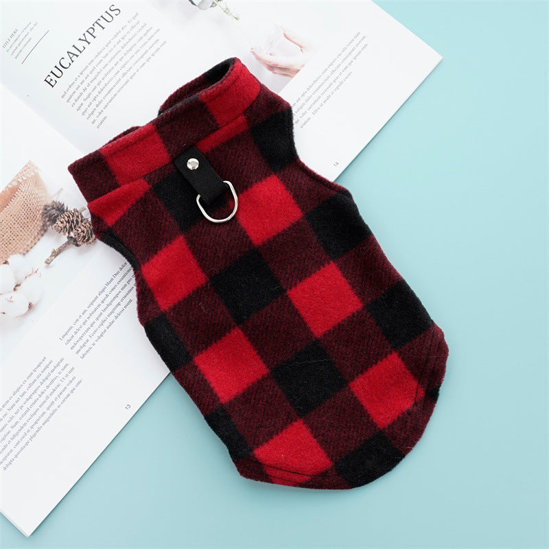 KFX-8035517 Cozy Polar Fleece Plaid Vest for Dogs and Cats