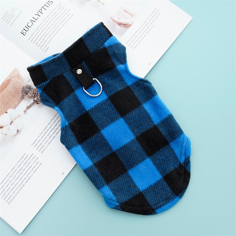 KFX-8035517 Cozy Polar Fleece Plaid Vest for Dogs and Cats