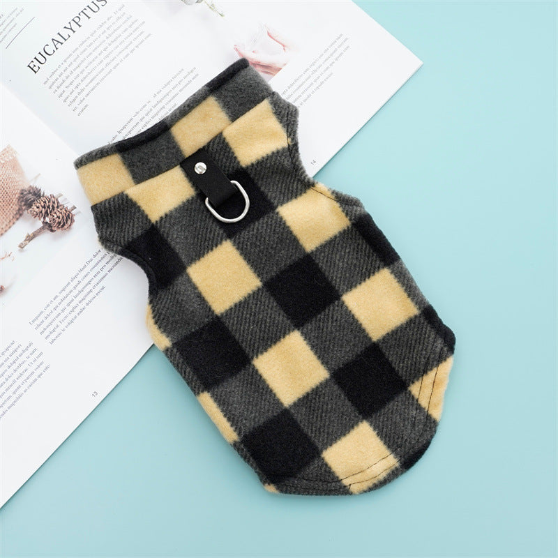 KFX-8035517 Cozy Polar Fleece Plaid Vest for Dogs and Cats