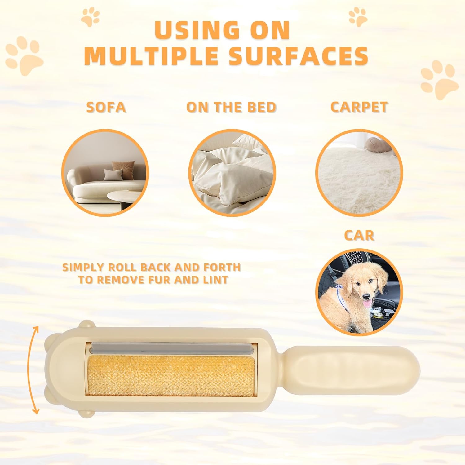 KFX-8036413 Pet Hair Remover with Self-Cleaning Base - Efficient Tool for Removing Dog and Cat Fur from Furniture, Carpets, and Car Seats