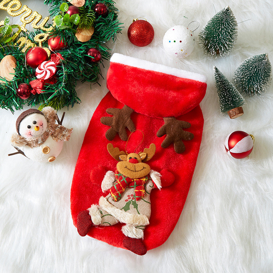 KFX-8039485 Festive Flannel Pet Costumes for Cats and Dogs – Santa, Reindeer, Snowman, and Bear in Multiple Sizes
