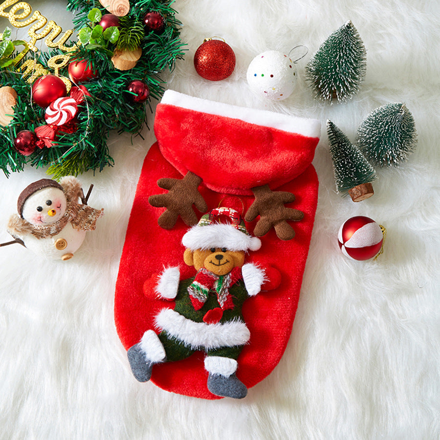 KFX-8039485 Festive Flannel Pet Costumes for Cats and Dogs – Santa, Reindeer, Snowman, and Bear in Multiple Sizes