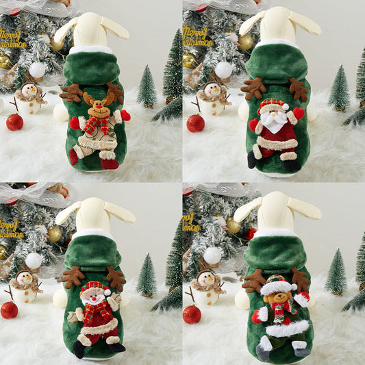 KFX-8039485 Festive Flannel Pet Costumes for Cats and Dogs – Santa, Reindeer, Snowman, and Bear in Multiple Sizes
