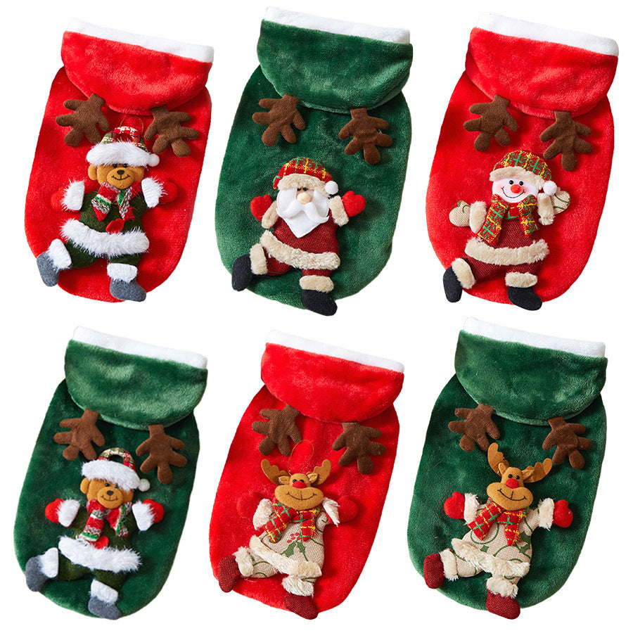 KFX-8039485 Festive Flannel Pet Costumes for Cats and Dogs – Santa, Reindeer, Snowman, and Bear in Multiple Sizes