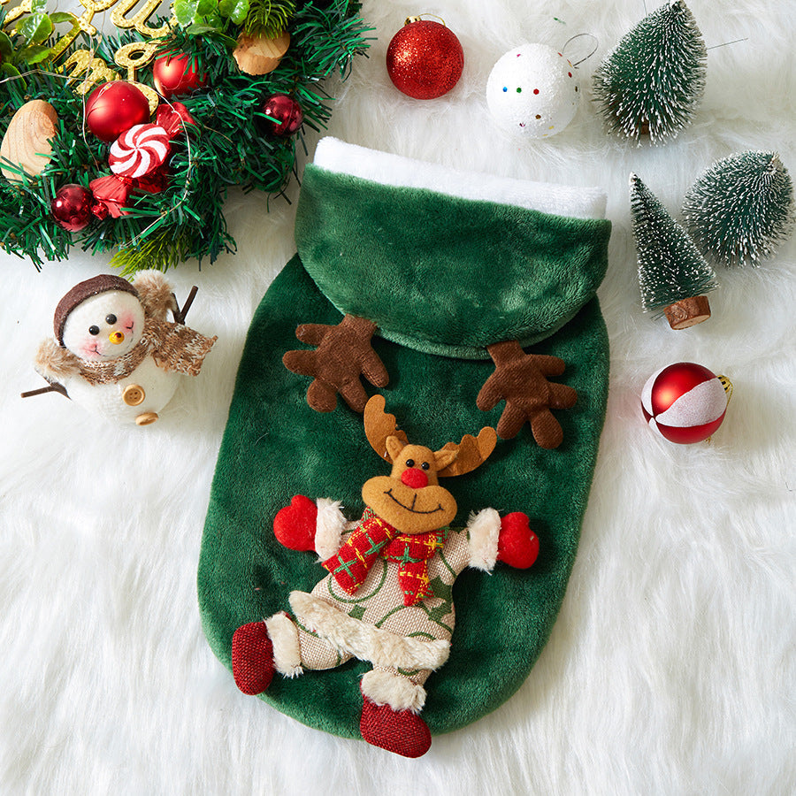 KFX-8039485 Festive Flannel Pet Costumes for Cats and Dogs – Santa, Reindeer, Snowman, and Bear in Multiple Sizes