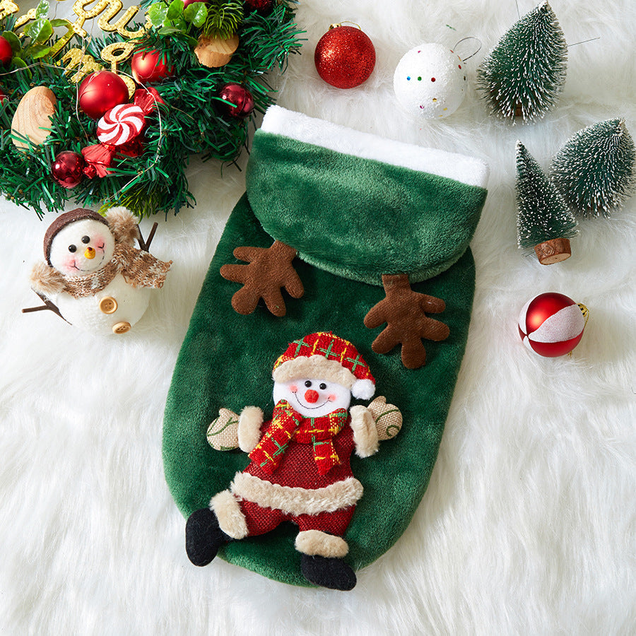 KFX-8039485 Festive Flannel Pet Costumes for Cats and Dogs – Santa, Reindeer, Snowman, and Bear in Multiple Sizes