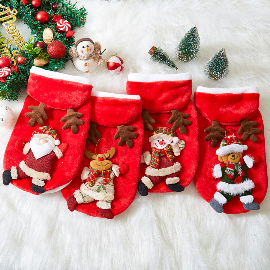 KFX-8039485 Festive Flannel Pet Costumes for Cats and Dogs – Santa, Reindeer, Snowman, and Bear in Multiple Sizes