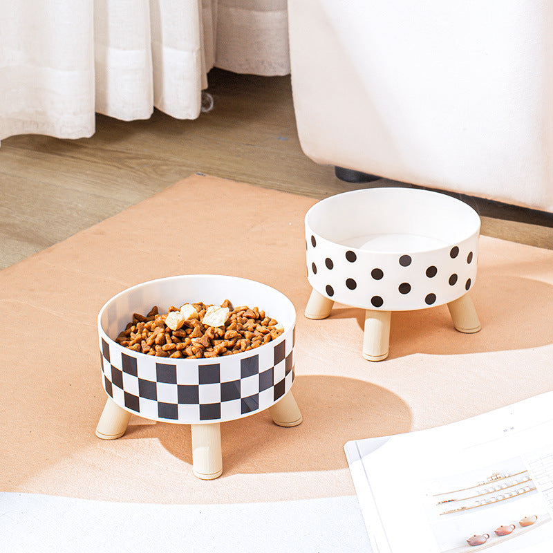 KFX-8040893 Polka Dot Large Stainless Steel Pet Bowl with Four Legs