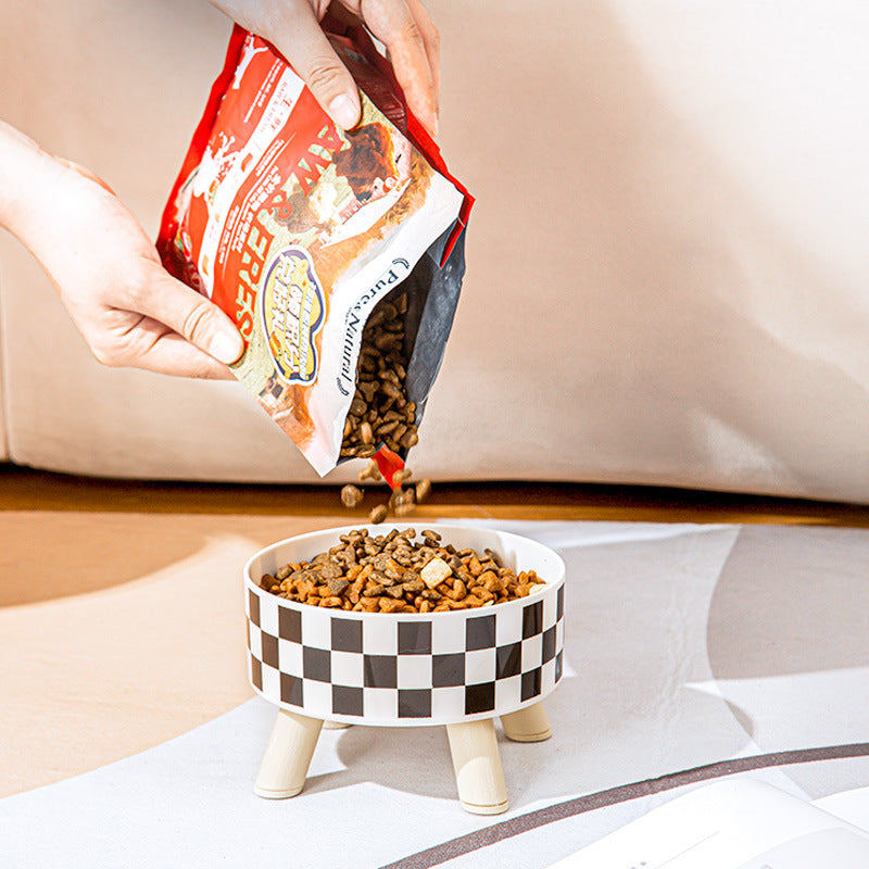 KFX-8040893 Polka Dot Large Stainless Steel Pet Bowl with Four Legs