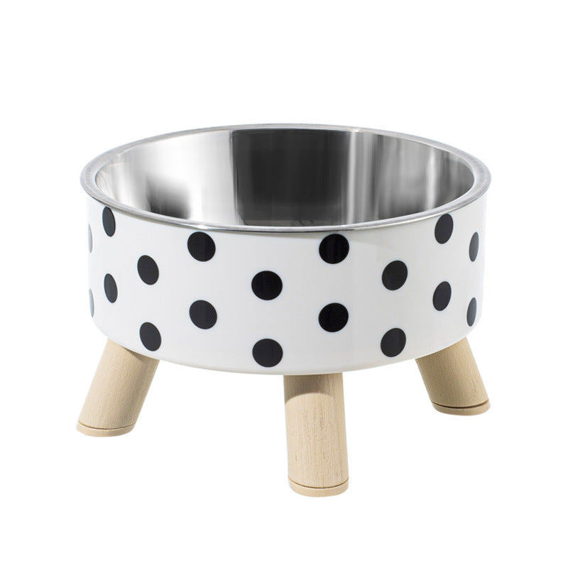 KFX-8040893 Polka Dot Large Stainless Steel Pet Bowl with Four Legs