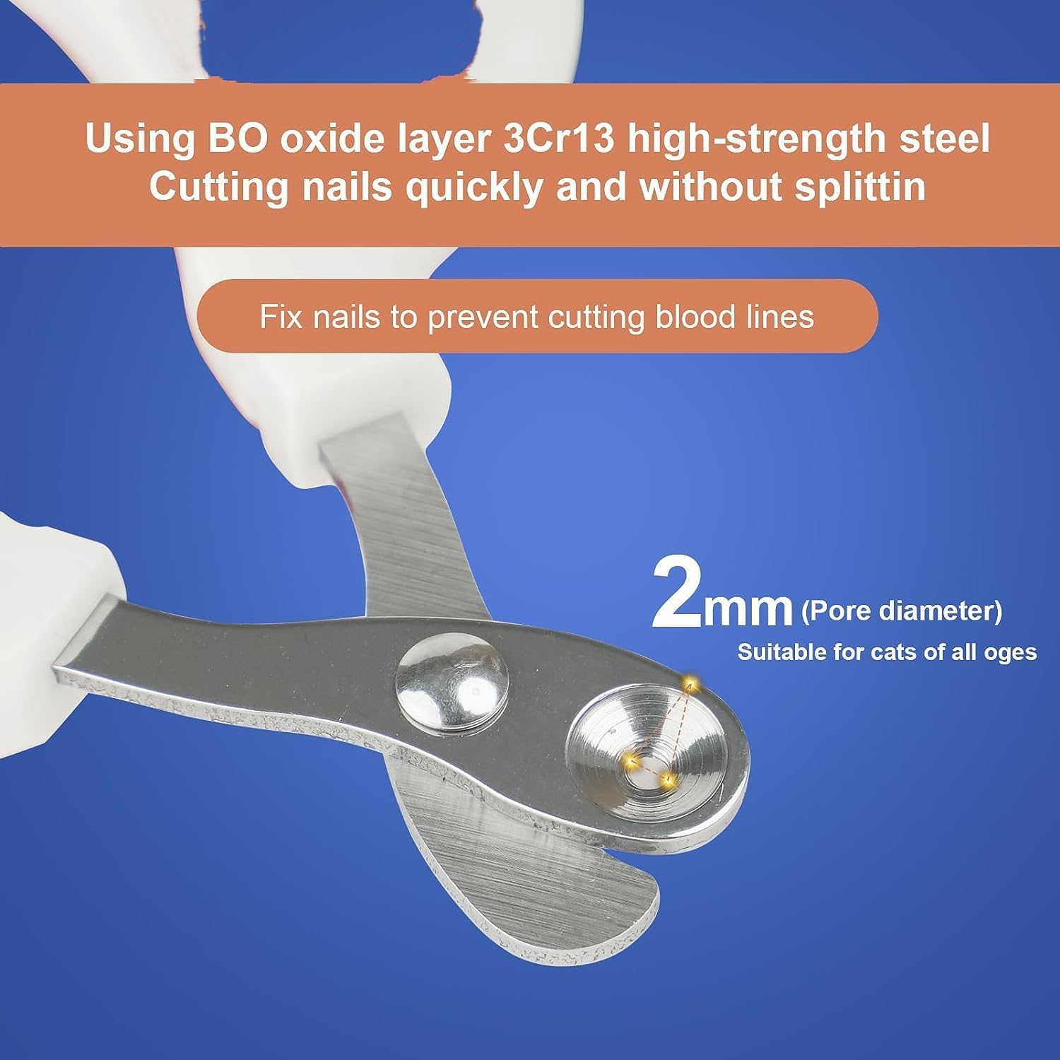 KFX-8042173 Professional Cat Nail Clippers with Safety Circular Cut Hole and Ergonomic Non-Slip Handle for Easy Trimming