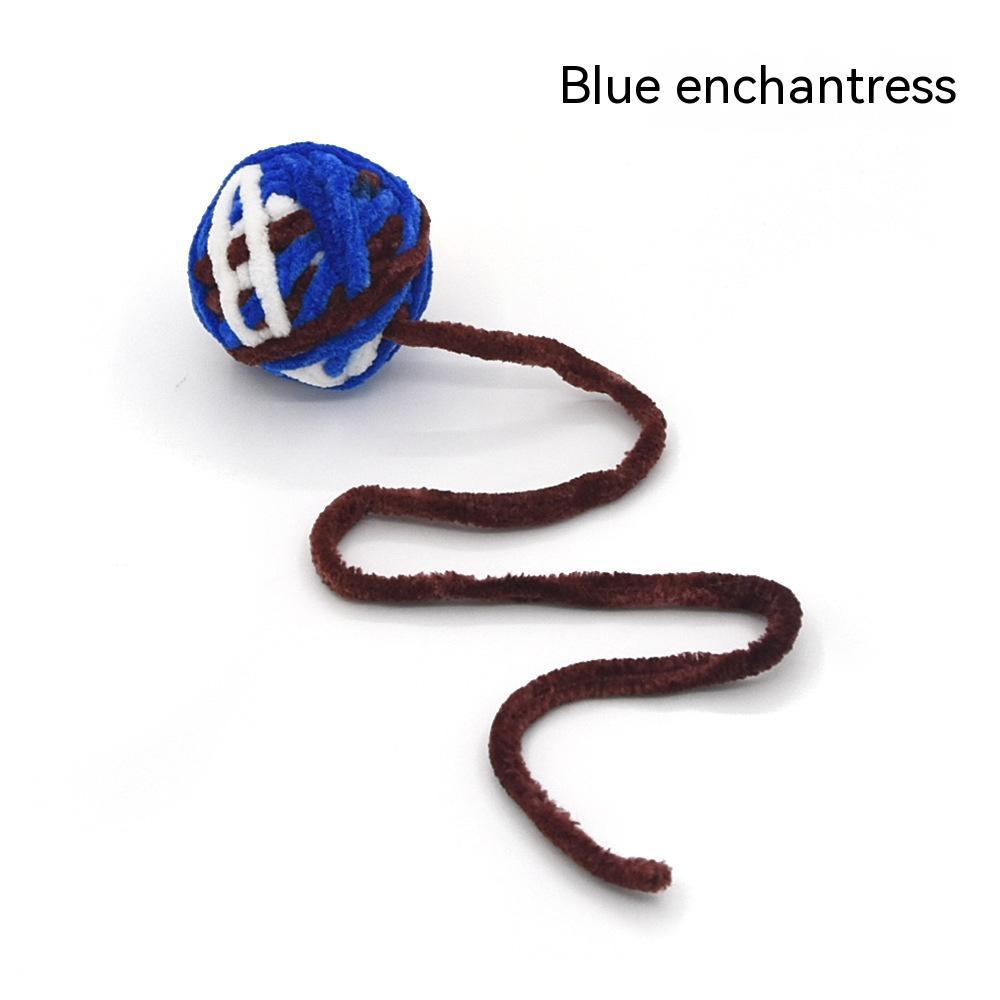 KFX-8043325 Colorful Plush Cat Self-Relieving Toy Ball with Tail - 5cm Diameter