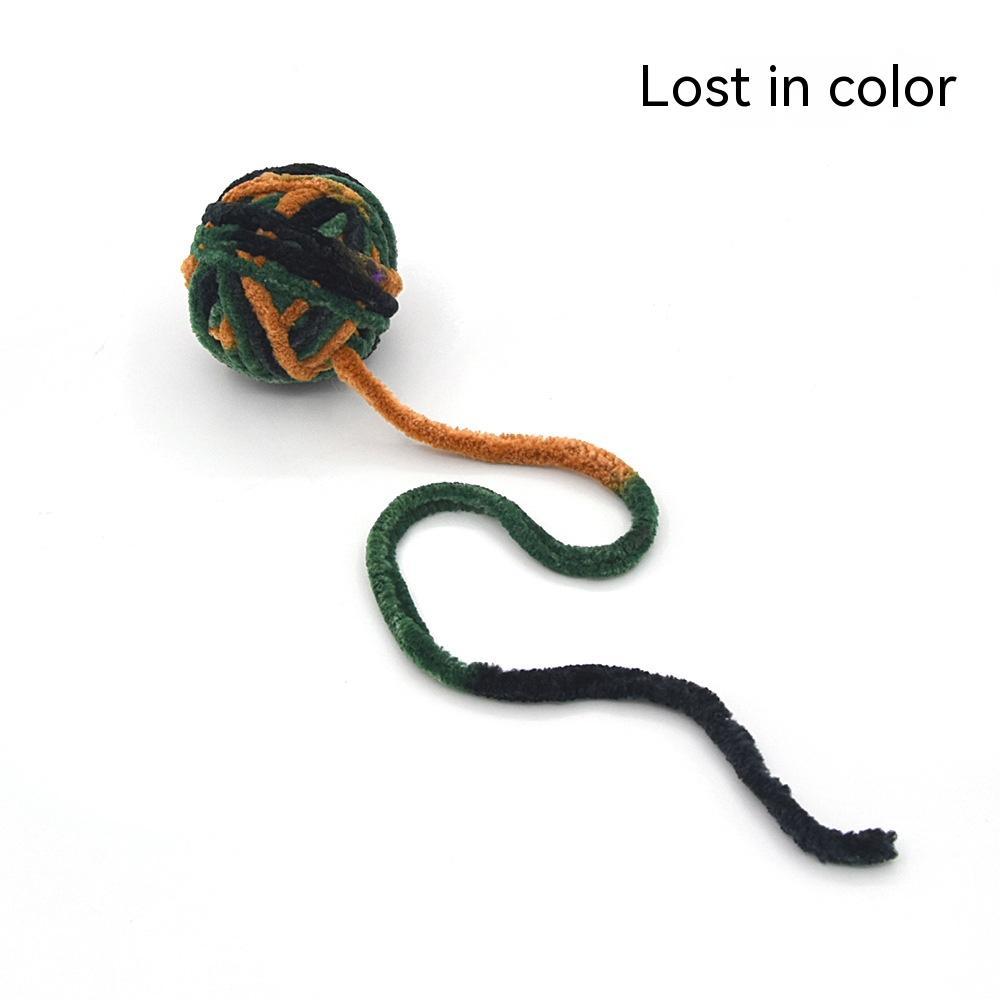 KFX-8043325 Colorful Plush Cat Self-Relieving Toy Ball with Tail - 5cm Diameter
