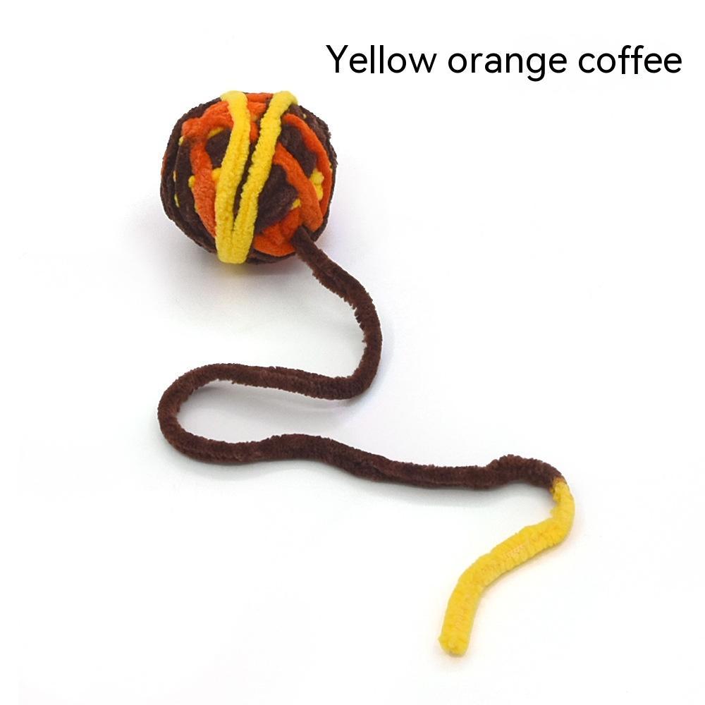 KFX-8043325 Colorful Plush Cat Self-Relieving Toy Ball with Tail - 5cm Diameter