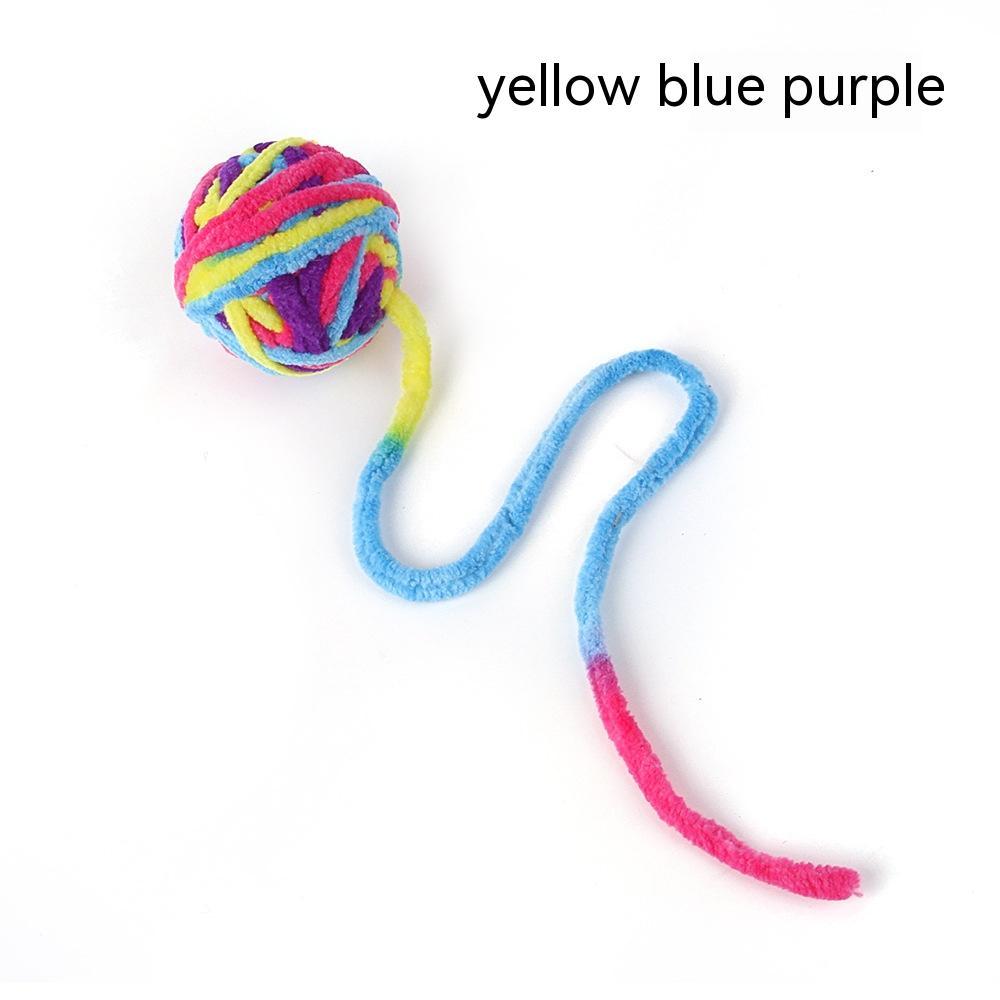 KFX-8043325 Colorful Plush Cat Self-Relieving Toy Ball with Tail - 5cm Diameter